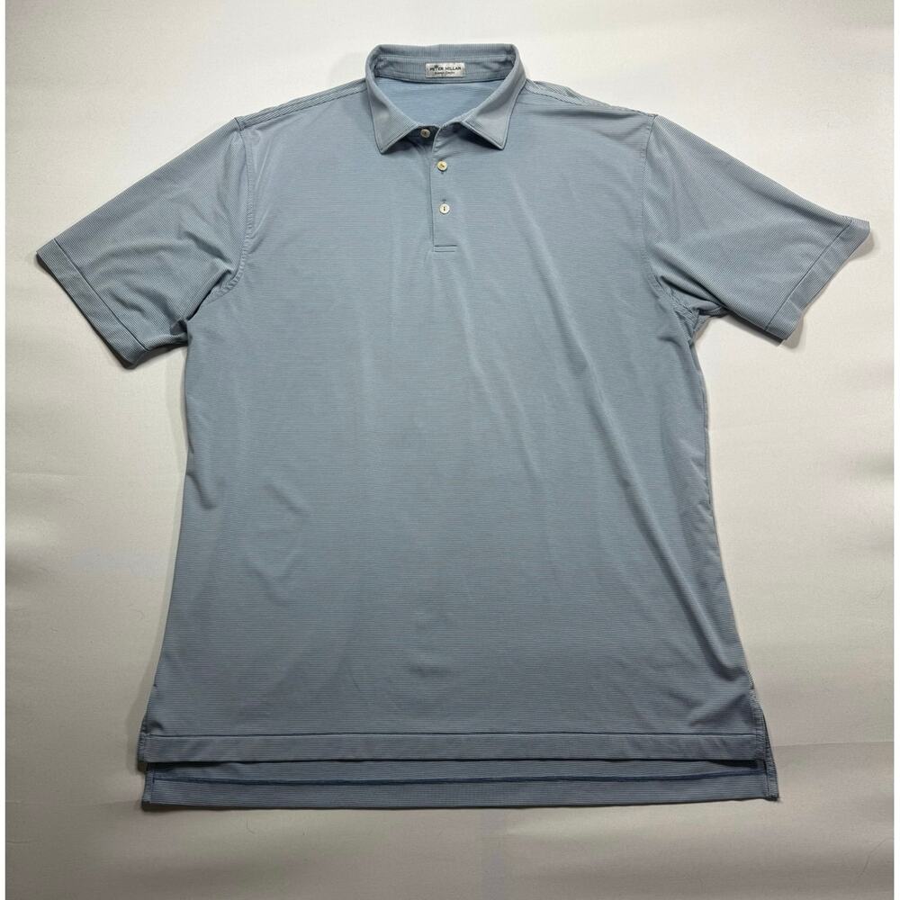 Peter Millar Summer Comfort Men's Short Sleeve Blue Striped Polo Shirt - Sz 2XL